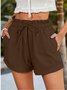 Casual Plain Natural Drawstring Straight Pants Shorts