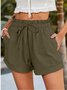 Casual Plain Natural Drawstring Straight Pants Shorts