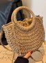 Woven Bag Large Capacity Straw Bag New Style Fire Woven Holiday Style Beach Versatile Shoulder Messenger Bag