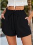 Casual Plain Natural Drawstring Straight Pants Shorts