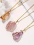 Natural Stone Irregular Raw Stone Crystal Electroplating Gilded Pendant Rose Quartz Citrine Diy Jewelry Necklace