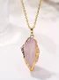 Natural Stone Irregular Raw Stone Crystal Electroplating Gilded Pendant Rose Quartz Citrine Diy Jewelry Necklace