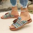 Vintage Geometric Slip On Flat Heel Slide Sandals