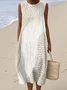 Women Geometric Summer Dress Crew Neck Sleeveless A-Line Dress