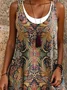 Women Floral Summer Dress Crew Neck Sleeveless A-Line Dress