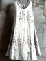 Women Floral Summer Dress Crew Neck Sleeveless A-Line Dress