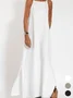 Women Plain Summer Split Joint Dress Crew Neck Sleeveless Tank A-Line Dress