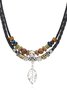 Artistic Retro Butterfly Alloy Multi-layer Wooden Beads Knotted Pullable Hand-woven Necklace