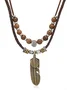 Artistic Retro Butterfly Alloy Multi-layer Wooden Beads Knotted Pullable Hand-woven Necklace