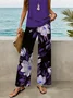 Women Floral Printing Two-Piece Set Daily Sleeveless Casual Summer Top With Pants Matching Set