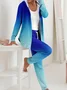 Women Ombre Two-Piece Set Daily Long Sleeve Casual Spring/Fall Coat With Pants Matching Set