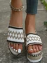 Vintage Geometric Breathable Slip On Flat Heel Slide Sandals Embroidery