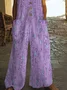 Women Abstract Crew Neck Sleeveless Casual Summer Jumpsuit