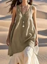 V Neck Sleeveless Plain Pullover Lightweight Loose Blouse For Women