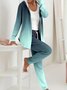 Women Ombre Two-Piece Set Daily Long Sleeve Casual Spring/Fall Coat With Pants Matching Set