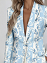 Women Geometric Spring/Fall Outerwear Simple Long Sleeve Lapel Collar Regular Blazer