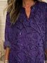 V Neck Long Sleeve Floral Printing Regular Loose Blouse For Women