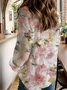 Shirt Collar Long Sleeve Floral Buckle Regular Loose Button Up Shirt Shirt For Women