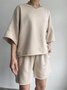 Women Plain Two-Piece Set Daily Half Sleeve Casual Summer Short Sets Matching Set