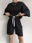 Women Plain Two-Piece Set Daily Half Sleeve Casual Summer Short Sets Matching Set