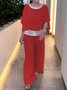 Women Plain Split Joint Dolman Sleeve Two-Piece Set Daily Half Sleeve Casual Summer Top With Pants Matching Set