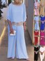 Women Plain Split Joint Dolman Sleeve Two-Piece Set Daily Half Sleeve Casual Summer Top With Pants Matching Set