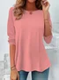Casual Plain Crew Neck Long Sleeve T-shirt