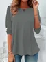 Casual Plain Crew Neck Long Sleeve T-shirt