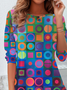 Casual Geometric Crew Neck Long Sleeve T-shirt