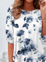 Casual Floral Crew Neck Long Sleeve T-shirt