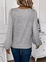 Drop Shoulder Ribbed Lace Collar Long Sleeve Spring And Autumn Knitted Commuter T-Shirt Top