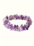 Natural Stone Gravel Crystal Ladies Chain Bracelet Irregular Small Gravel Amethyst Bracelet Elastic Bracelet Necklace 2-piece Set