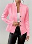 Women Geometric Spring/Fall Outerwear Vintage Embossed Long Sleeve Mock Neck Regular Blazer