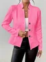 Women Geometric Spring/Fall Outerwear Vintage Embossed Long Sleeve Mock Neck Regular Blazer