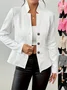 Women Geometric Spring/Fall Outerwear Vintage Embossed Long Sleeve Mock Neck Regular Blazer