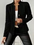 Women Geometric Spring/Fall Outerwear Vintage Embossed Long Sleeve Mock Neck Regular Blazer