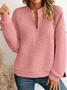 Casual V Neck Plain Sweatshirt
