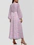 Women Floral Puff Sleeve Spring/Fall Dress V Neck Long Sleeve A-Line Dress