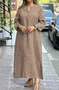 Women Plain Spring/Fall Dress V Neck Long Sleeve A-Line Dress