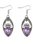 Personalized Retro Style Men And Women Inlaid Purple Zircon Earrings Fashionable Hollow Purple Crystal Earrings