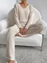 Women Plain Embossed Two-Piece Set Daily Long Sleeve Casual Spring/Fall Top With Pants Matching Set