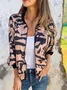 Women Spring/Fall Outerwear Vintage Printing Leopard Long Sleeve Stand Collar Jacket