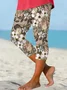 Women Floral Capris Elastic Waist Pants Casual Summer Trousers