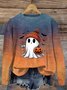 Halloween Cute Ghost Art Pattern Casual Crew Neck Sweatshirt