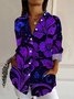 Shirt Collar Regular Sleeve Long Sleeve Floral Buckle Regular Loose Button Up Shirt Shirt For Women