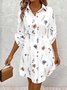 Women Floral Spring/Fall Dress Shirt Collar Long Sleeve A-Line Dress