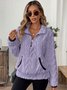 Casual V Neck Fleece Comfy Plain Sweatshirt
