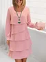 Women Plain Spring/Fall Dress Crew Neck Long Sleeve A-Line Dress