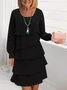Women Plain Spring/Fall Dress Crew Neck Long Sleeve A-Line Dress