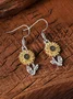Retro Simple Sunflower Earrings Pendant Women Fashion Popular Bohemian Plant Flower Earrings